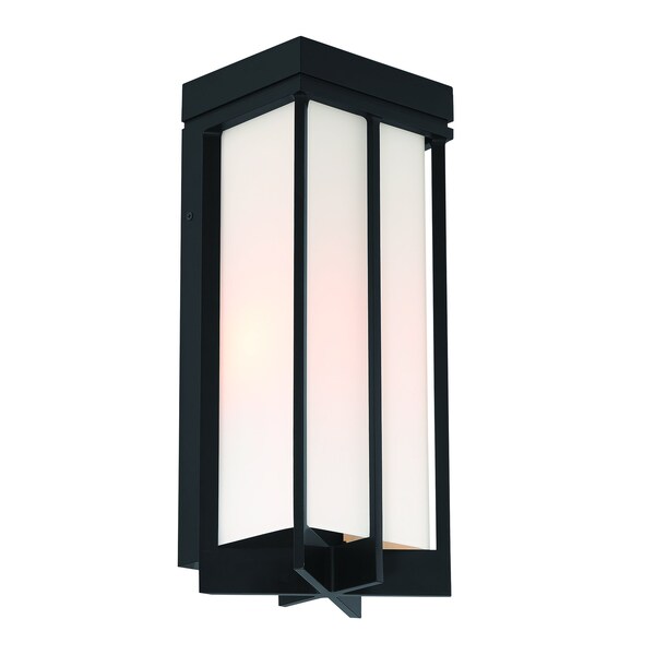 Designers Fountain Eads 12 in Matte Black LED Outdoor Wall Lantern with Etched White Glass Shade D248L-5OW-MB - main
